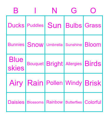 PSA SPRING BINGO Card