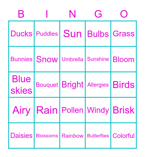 PSA SPRING BINGO Card