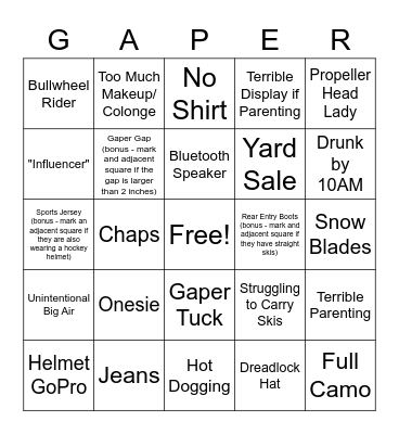 Spring Break Bingo Card