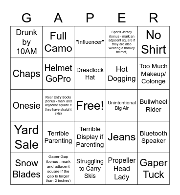 Spring Break Bingo Card