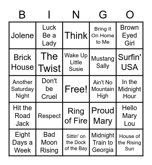 Music Bingo! Bingo Card