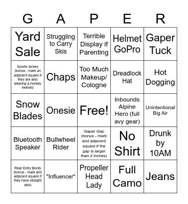 Spring Break Bingo Card
