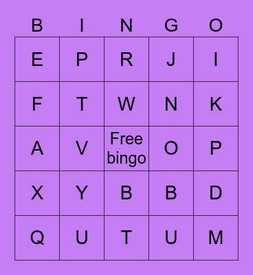 Letters Bingo Card