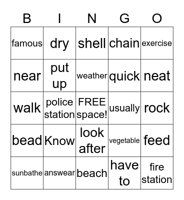 Bingo for Dasha Bingo Card