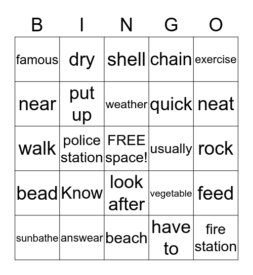 Bingo for Dasha Bingo Card