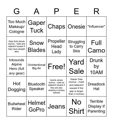 Spring Break Bingo Card