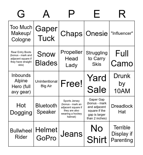 Spring Break Bingo Card