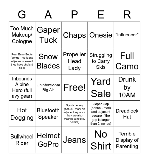 Spring Break Bingo Card