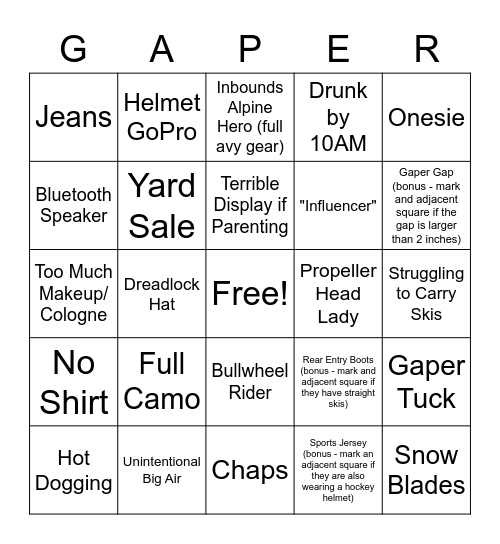 Spring Break Bingo Card