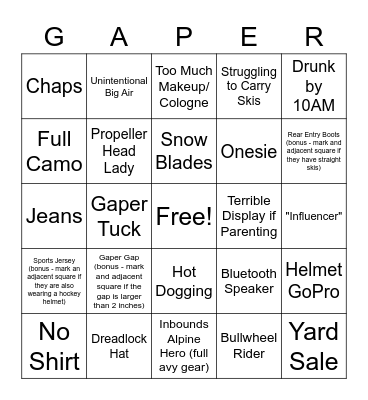 Spring Break Bingo Card