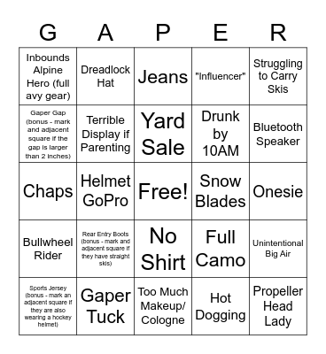 Spring Break Bingo Card