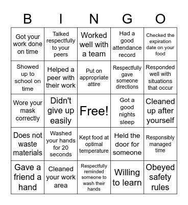 Godmother Employee Bingo Card