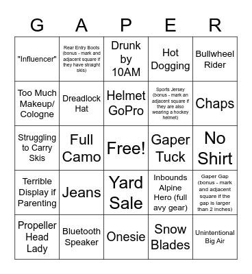 Spring Break Bingo Card