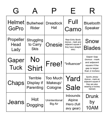 Spring Break Bingo Card