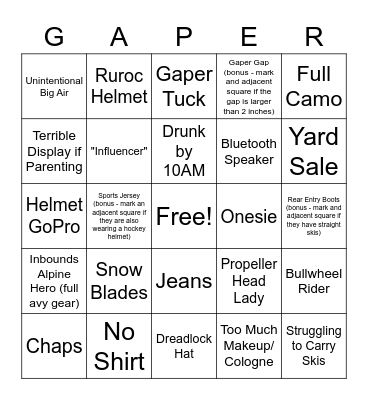 Spring Break Bingo Card