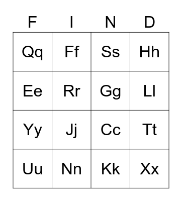 Alphabet Find Bingo Card