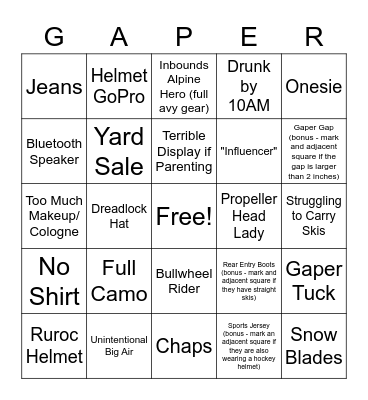 Spring Break Bingo Card