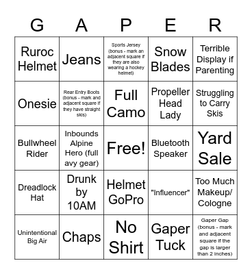 Spring Break Bingo Card