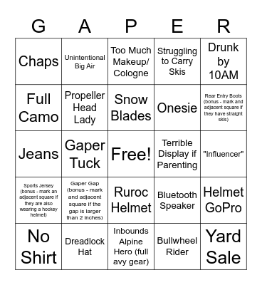 Spring Break Bingo Card