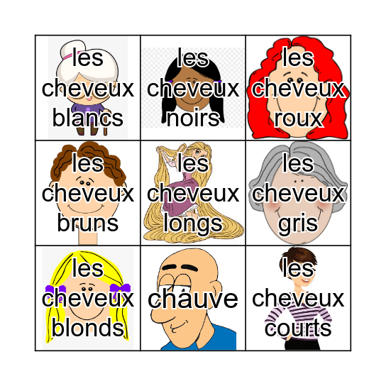 Les Cheveux Bingo Card