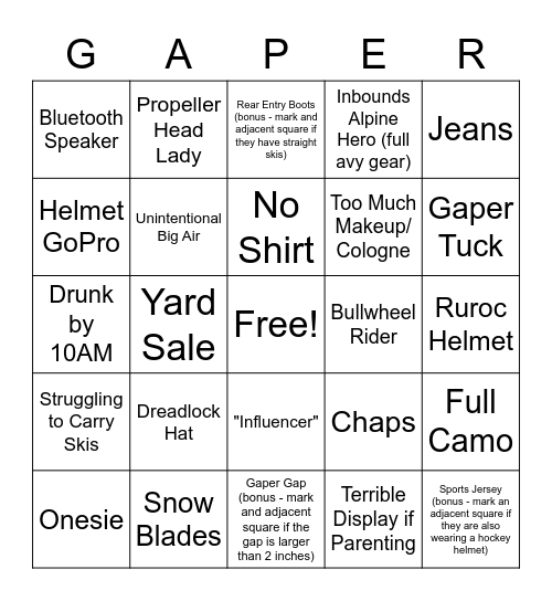 Spring Break Bingo Card
