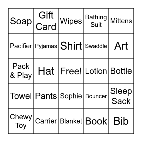 Baby Shower! Bingo Card