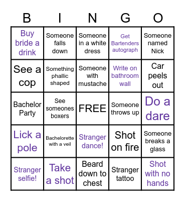 Bachelorette Bingo! Bingo Card