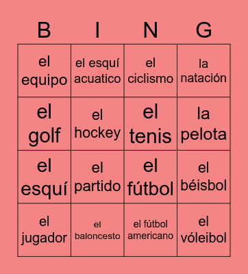 Los Deportes Bingo Card