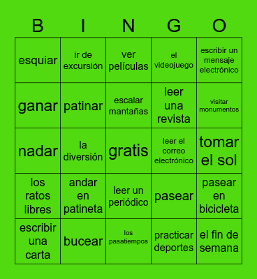 Los Pasatiempos Bingo Card