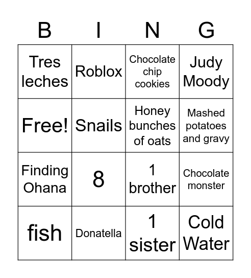 Donatella Bingo Card