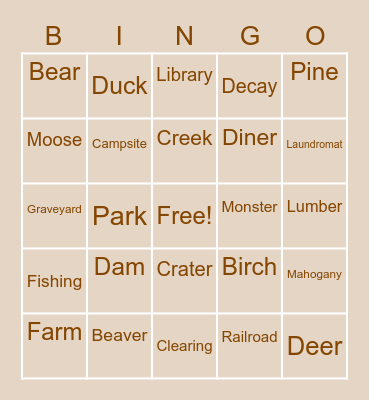 Old Pine Valley Bingo Card