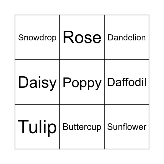 flower bingo Card