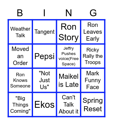 Sales Call Bing Bingo Card