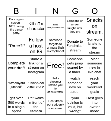 World Wide Writeathon March 2022 Bingo Card