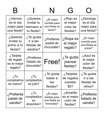 El Cumpleaños Bingo Card