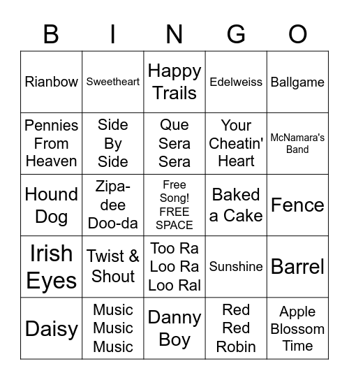 March Music Bingo Card
