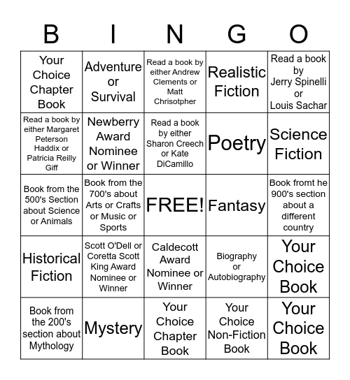 Book Bingo Card