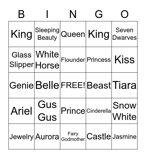 PRINCESS BINGO Card