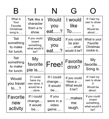Conversation Bingo Card