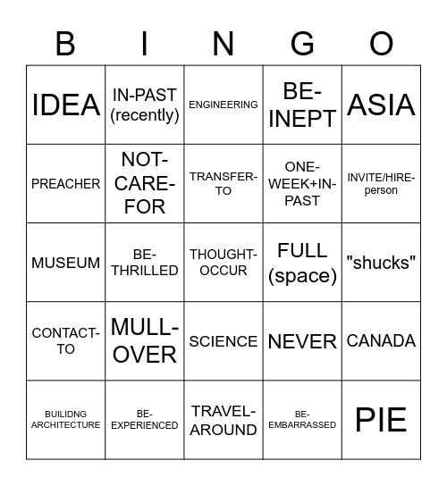 Unit 11 COMPLETE Bingo Card