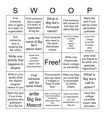 Experience Ike 2022 Bingo Card