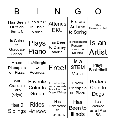KHR Personality Bingo Card
