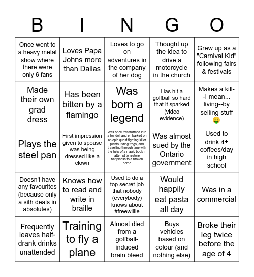 Youth Leader Bingo Card