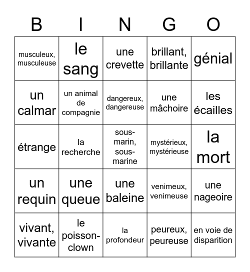 Mystères sous-marins Bingo Card