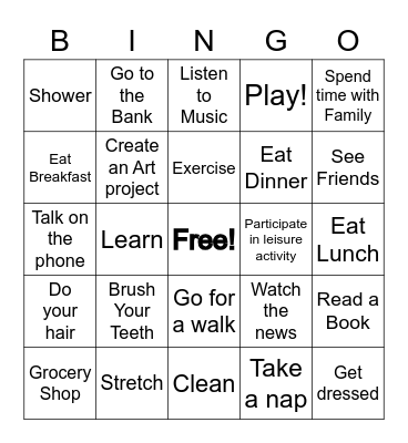 Routine Activities Bingo Card