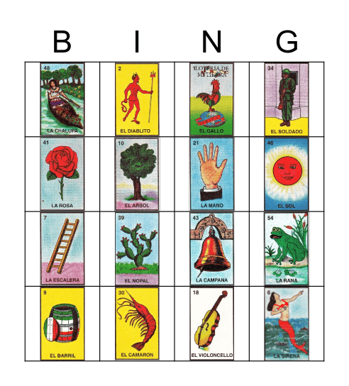 Loteria Mexicana Bingo Card