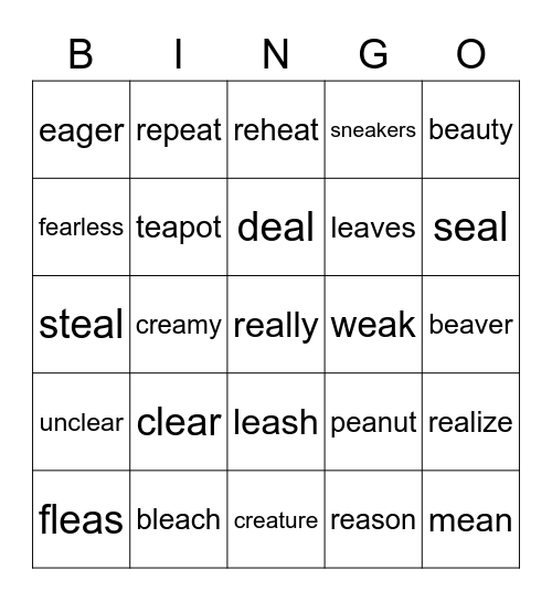 EA Vowel Team (#3) Bingo Card