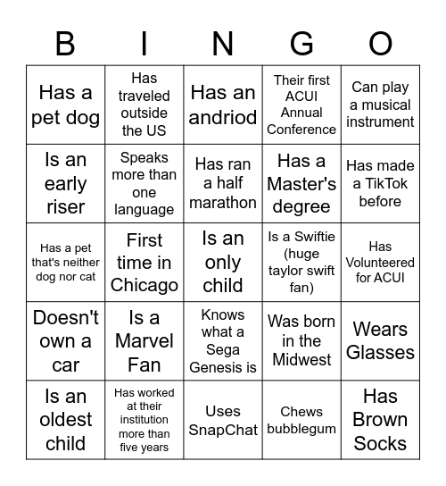 Region II People BINGO Card