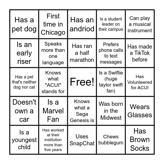 Region II People BINGO Card