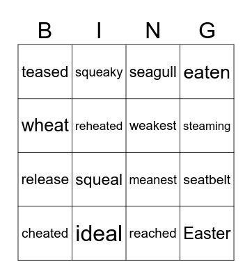 EA Vowel Team (#4) Bingo Card